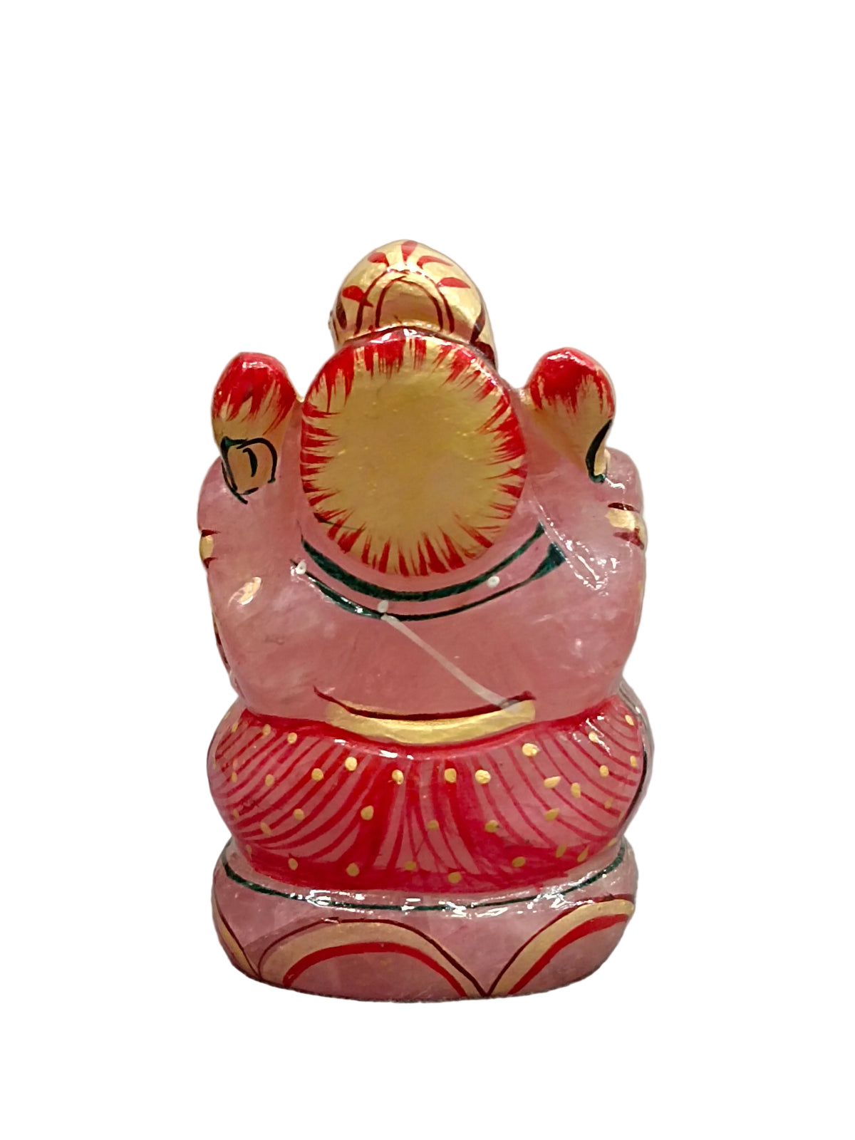 Rose Quartz Ganesh Idol – Hand-Painted Small Murti