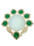 Peacock Urli Bowl with 7 Diyas – Green & Gold Diwali Decor