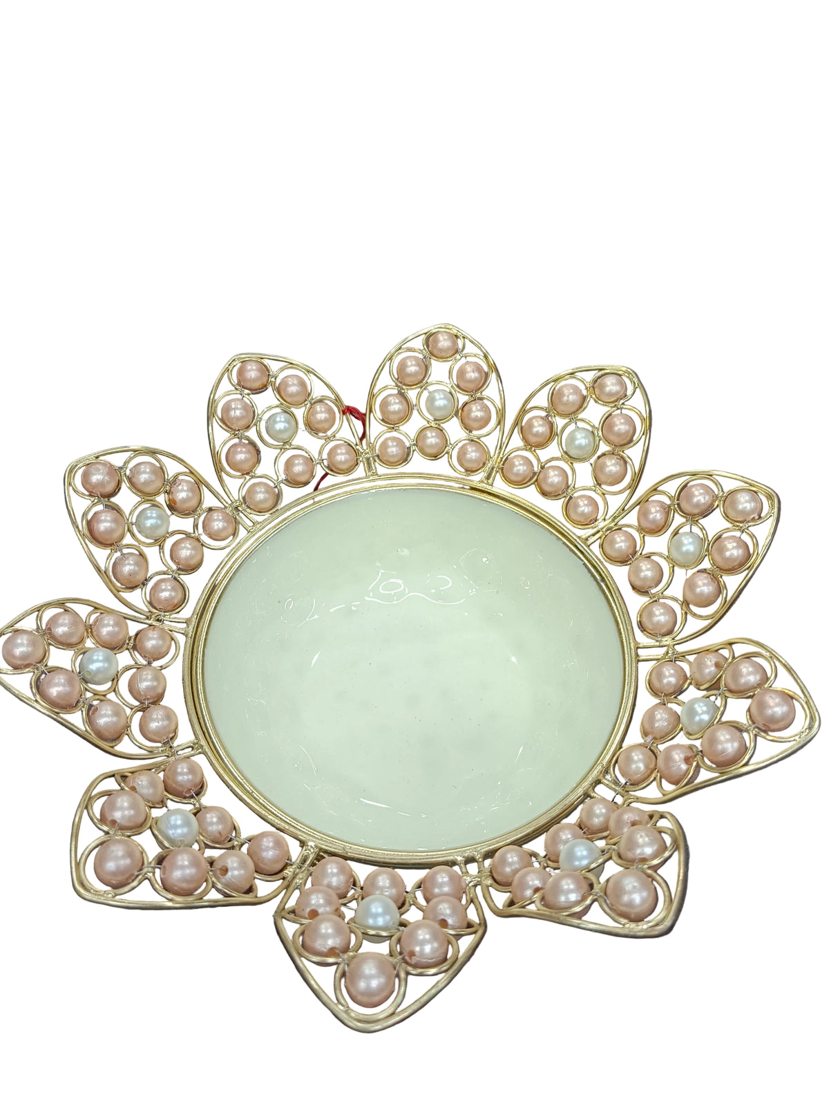 Large Gold Pearl Sunburst Urli Bowl – 13 Inch Decorative Urli