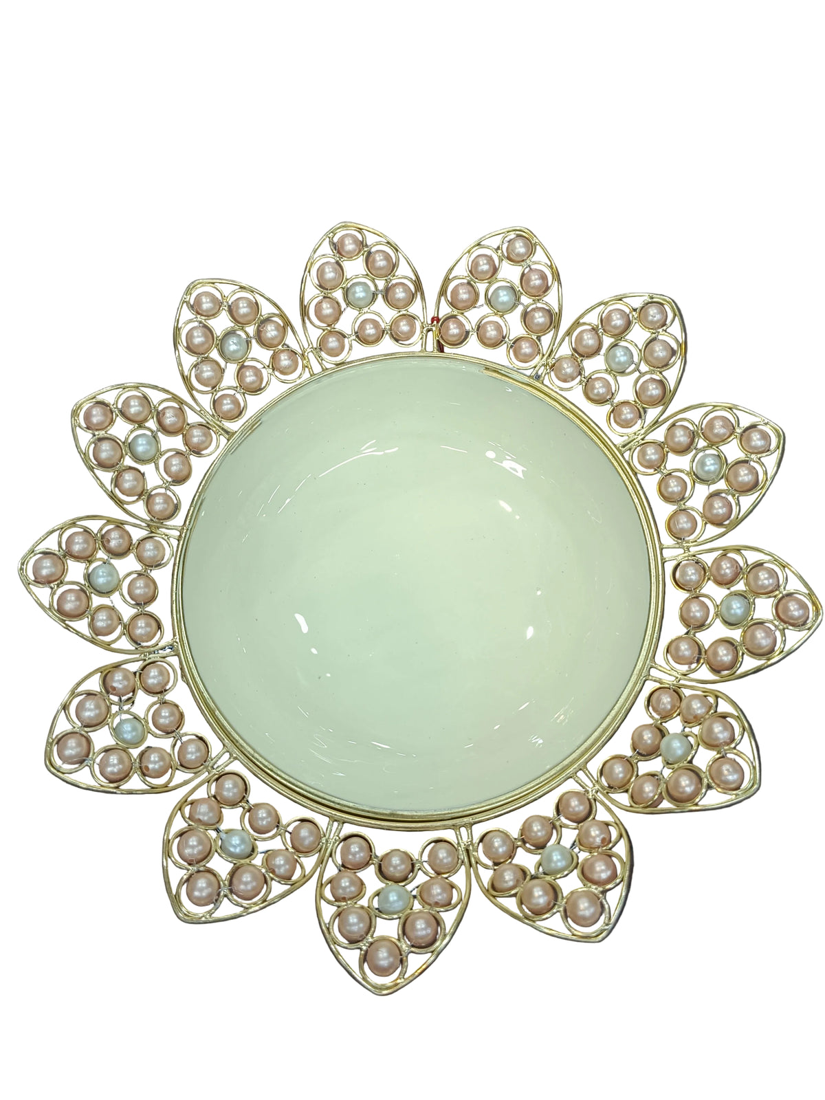 Large Gold Pearl Sunburst Urli Bowl – 13 Inch Decorative Urli