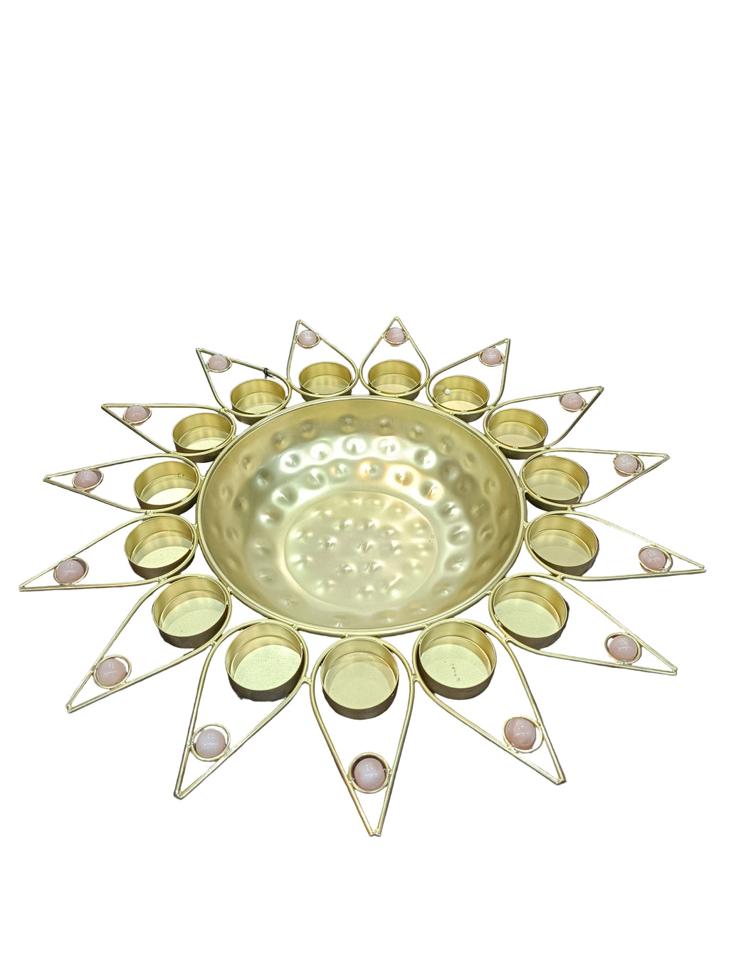 Gold Starburst Urli with 12 Tealight Holders – 14.5 Inch