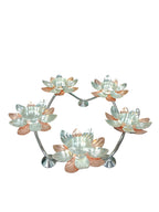 Silver & Copper 5 Lotus Tealight Candle Holder – 13 Inch Ring Stand