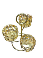 Gold 3-Tier Crystal Tealight Holder Stand with Handle