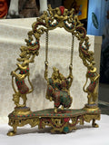 Royal Brass Radha Krishna Idol Under Tree
