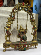 Royal Brass Radha Krishna Idol Under Tree