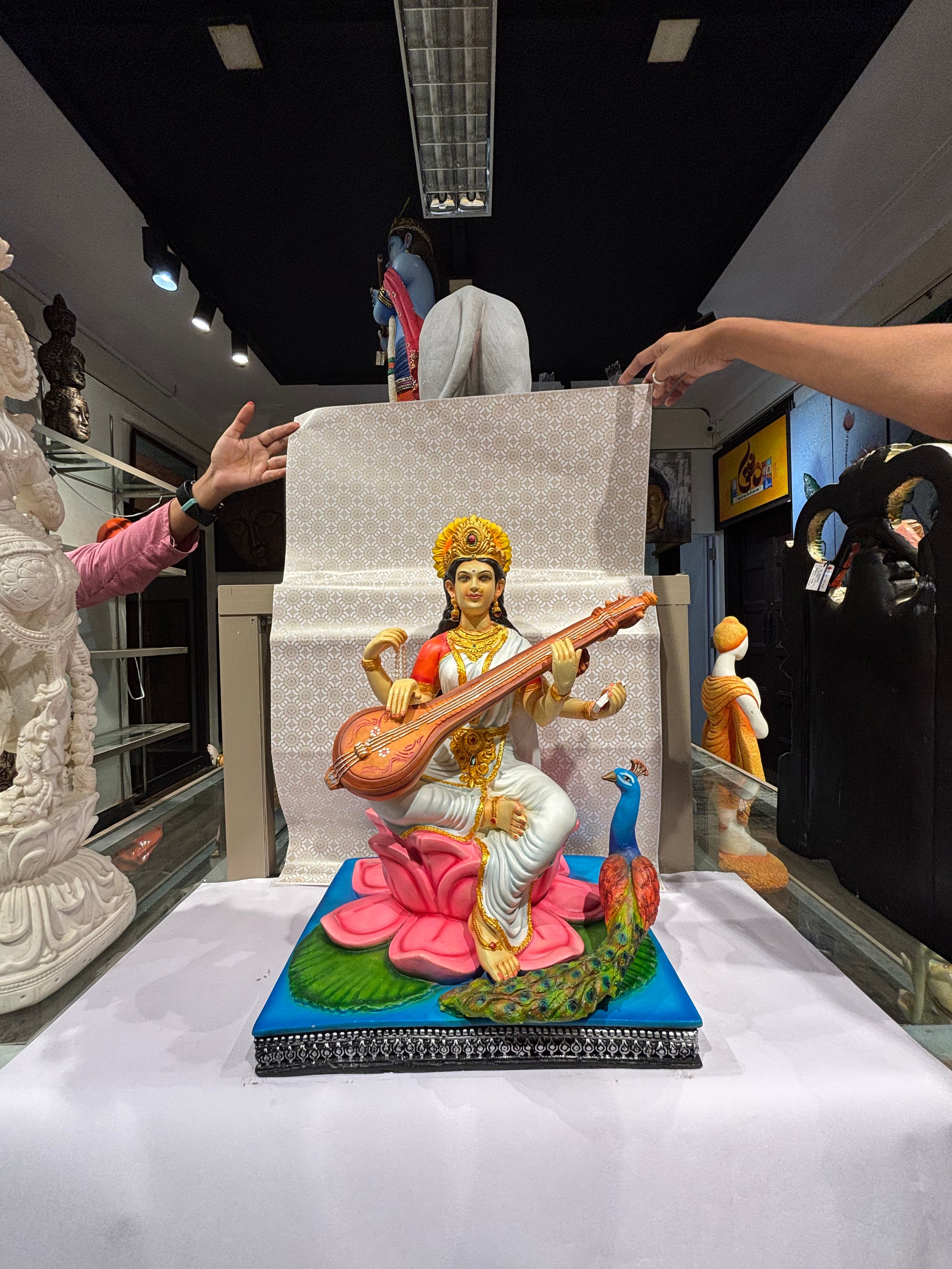 Divine Goddess Saraswati Idol – Veena Playing Wisdom Statue