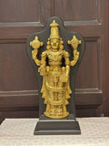 Lord Vishnu Brass Idol with Black Frame – Standing Shankha Chakra Statue
