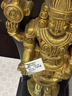 Lord Vishnu Brass Idol with Black Frame – Standing Shankha Chakra Statue