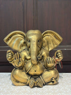 Brass Lord Ganesha Idol – Traditional Golden Blessings