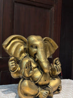 Brass Lord Ganesha Idol – Traditional Golden Blessings