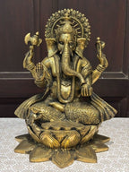 Antique Brass Finish Lord Ganesha Idol – Timeless Divine Elegance