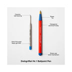 LEUCHTTURM1917 Ball Point Pen with Royal Blue Ink | Bauhaus Edition | Drehgriffel No. 1 | Red/Royal Blue | Twist Mechanism