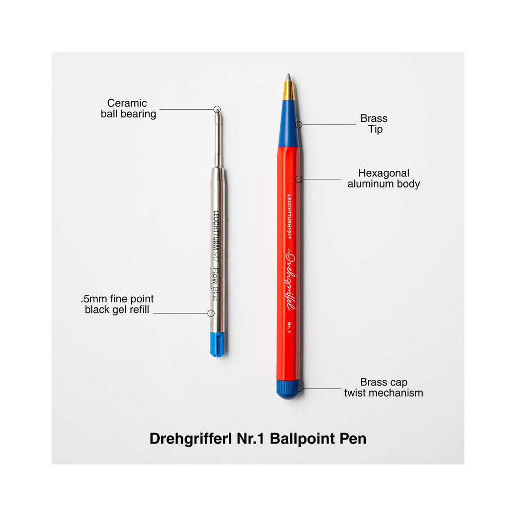 LEUCHTTURM1917 Ball Point Pen with Royal Blue Ink | Bauhaus Edition | Drehgriffel No. 1 | Lemon/Black | Twist Mechanism