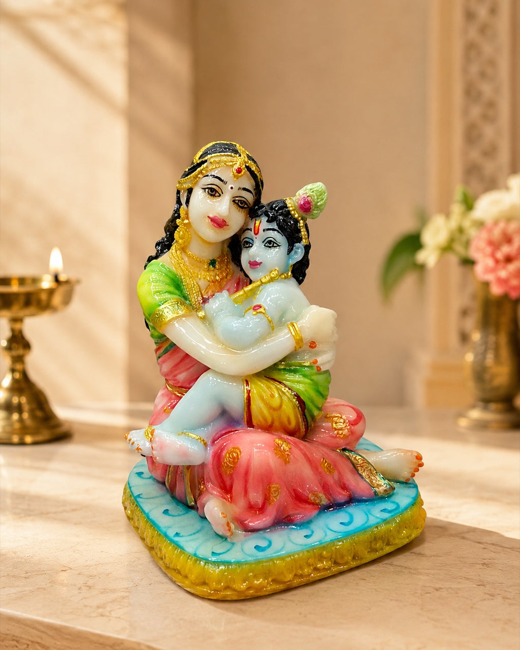 Yasoda Krishna Fiber Statue – Beautiful Mother and Child Krishna Idol