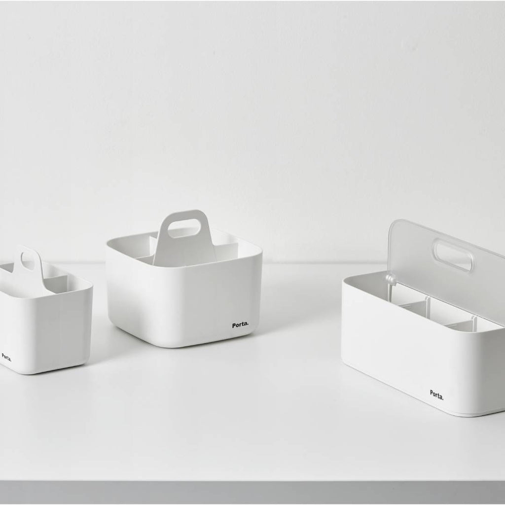Litem | Portable |Stackable |Organizer with Lid and Adjustable Compartments | White Transparent