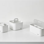 Litem | Portable |Stackable |Organizer with Lid and Adjustable Compartments | White Transparent