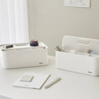 Litem | Portable |Stackable |Organizer with Lid and Adjustable Compartments | White Transparent