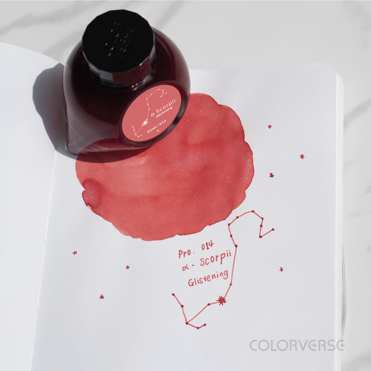 Colorverse Fountain Pen Ink | Red | Project Ink | α Scorpii Glistening- 65ml
