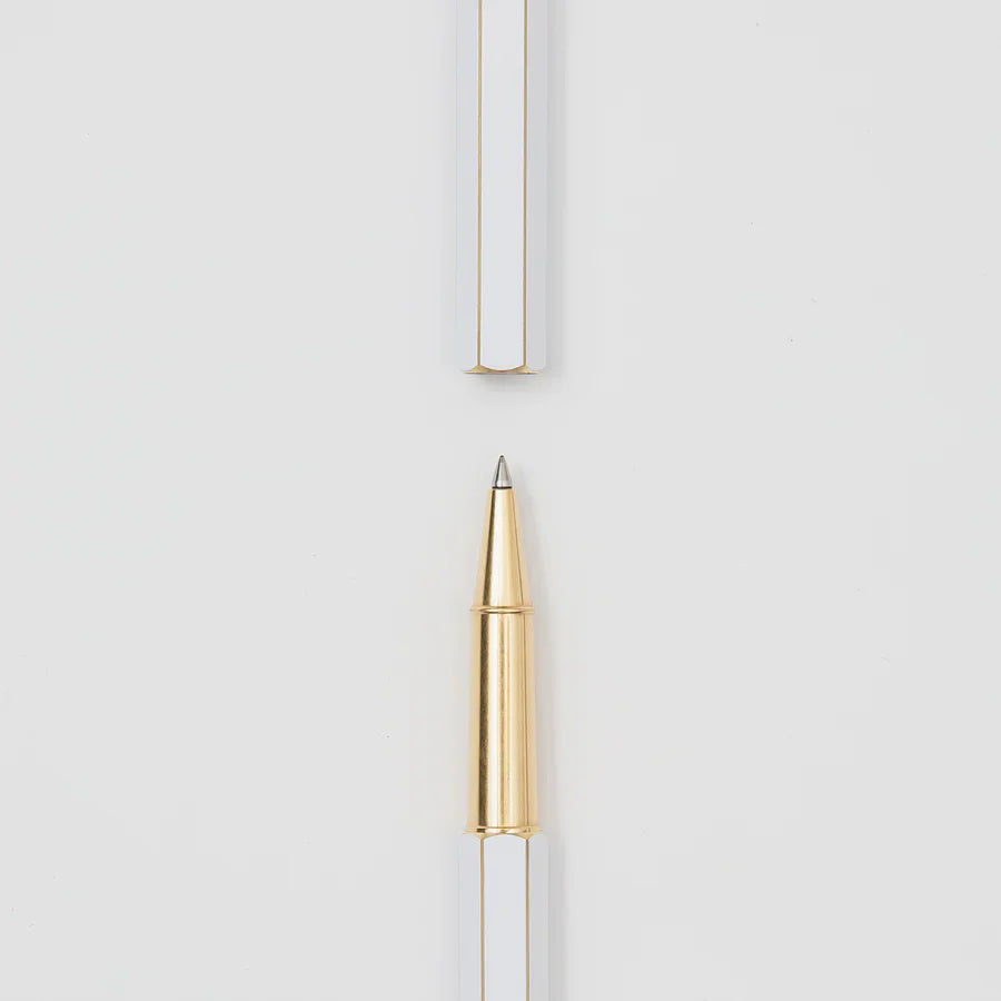 Ystudio | Rollerball Pen | Classic Revolve | Brass White