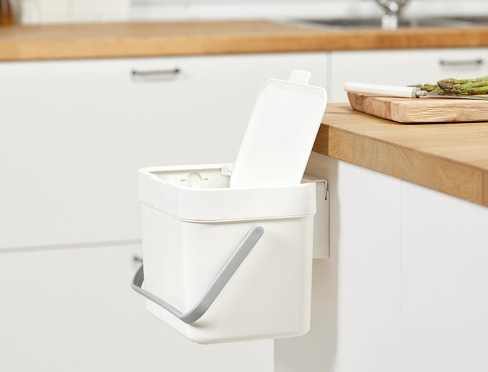 Litem Hanging Food Waste Bin with Basket Compact Hanging Design-Ivory