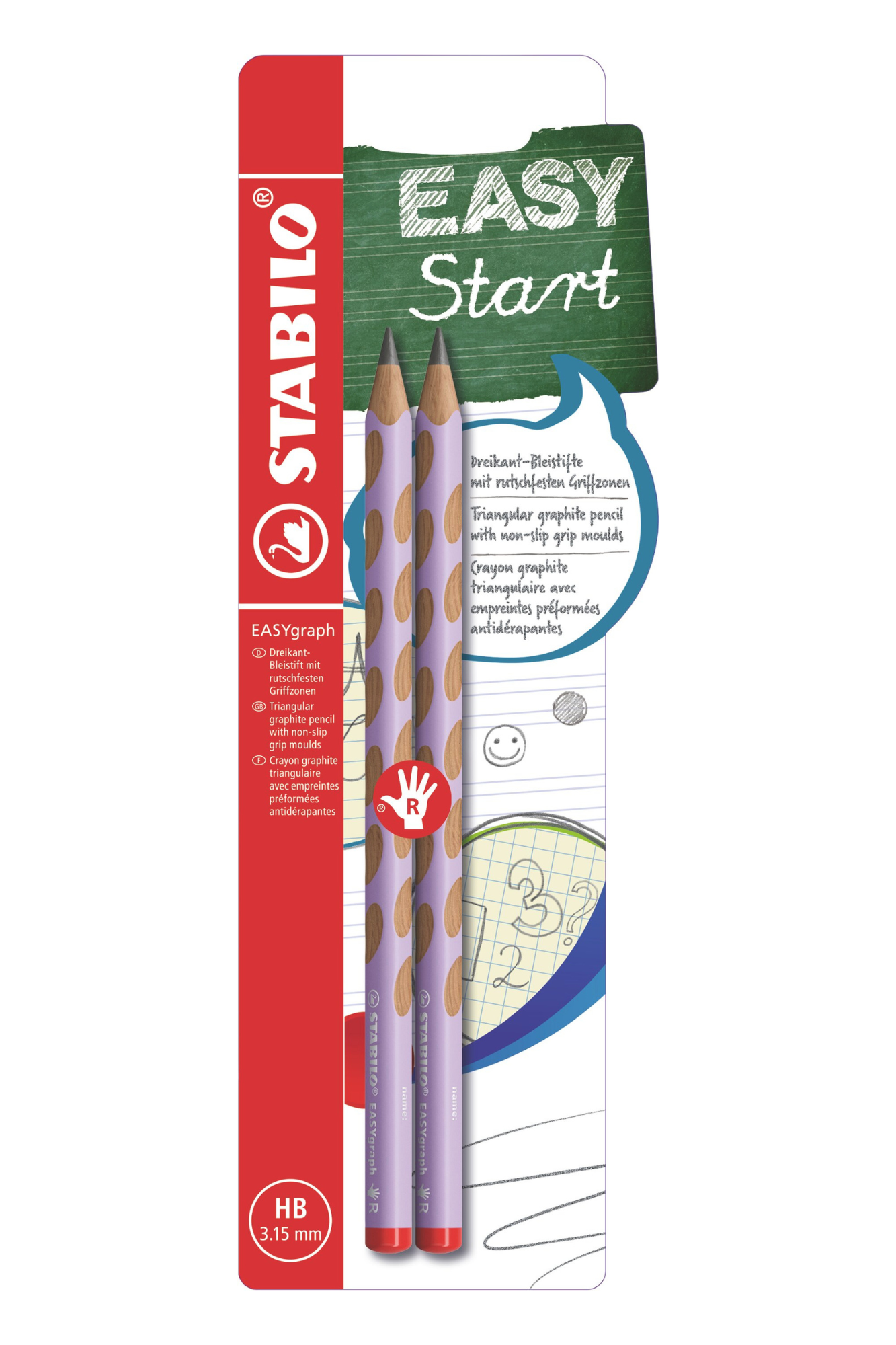 Stabilo Easygraph Pencil Pastel Hb Lilac Right Handed - Pack Of 2