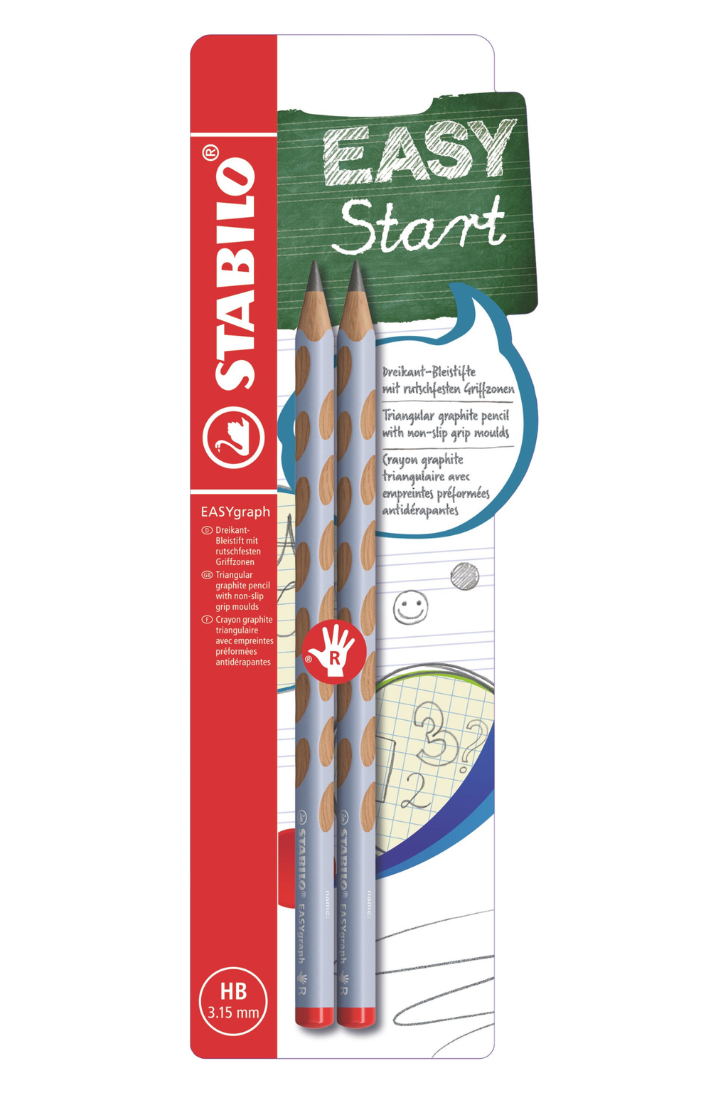 Stabilo Easygraph Pencil Pastel Hb Blue Right Handed - Pack Of 2