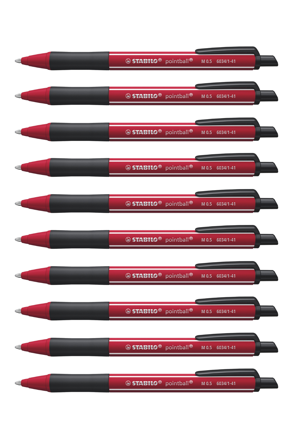 Stabilo Pointball Naturecol Wildflower - Burgundy with Blue Ink Ballpoint Pen - Pack of 10