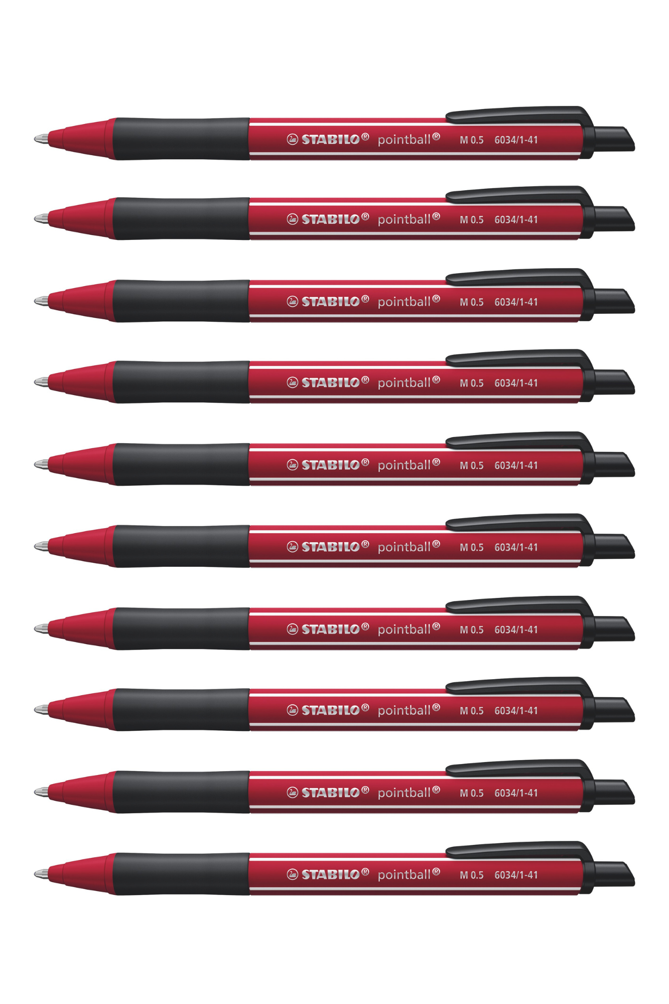 Stabilo Pointball Naturecol Wildflower - Burgundy with Blue Ink Ballpoint Pen - Pack of 10