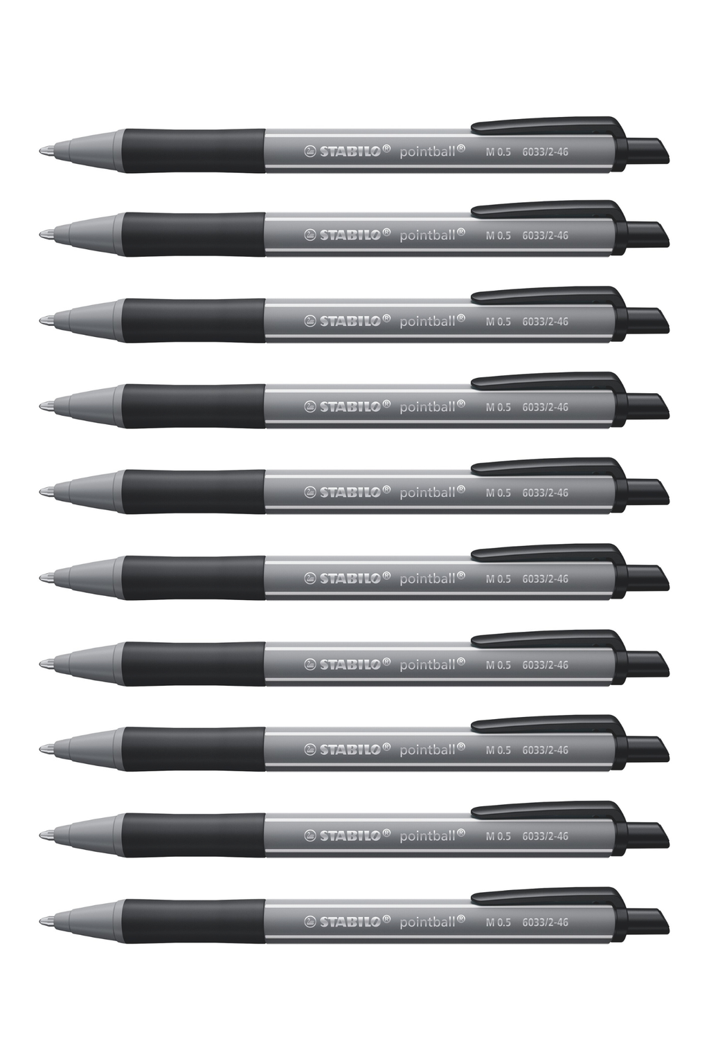 Stabilo Pointball Colorful - Dark Grey Ballpoint Pen - Pack Of 10