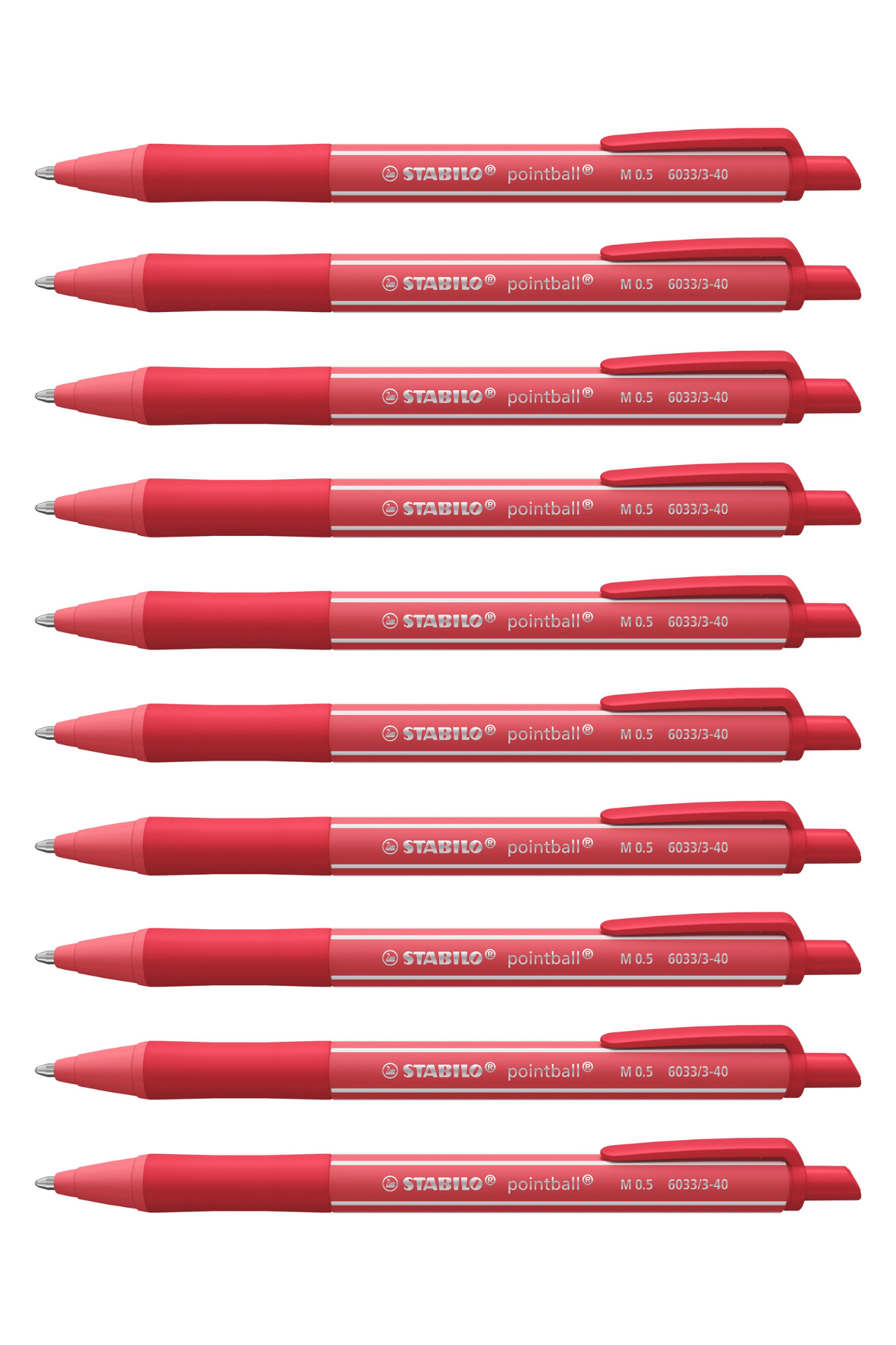 Stabilo Pointball Colorful - Rust Red Ballpoint Pen - Pack Of 10
