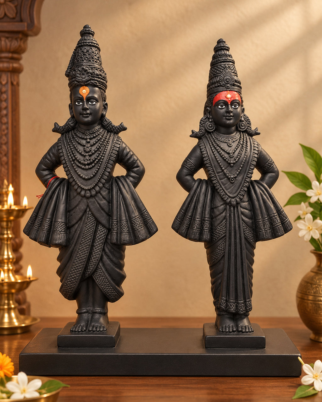Vitthal Rukmini Fiber Statue Set – Traditional Pandurang Idol