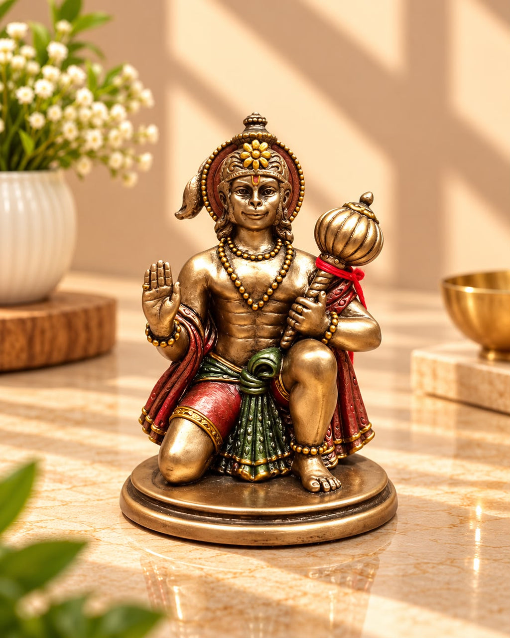 Blessing Hanuman Mini Idol with Gada – Bronze Finish (3.5 Inch)