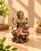 Goddess Lakshmi on Lotus Mini Idol – Bronze Finish (3.5 Inch)