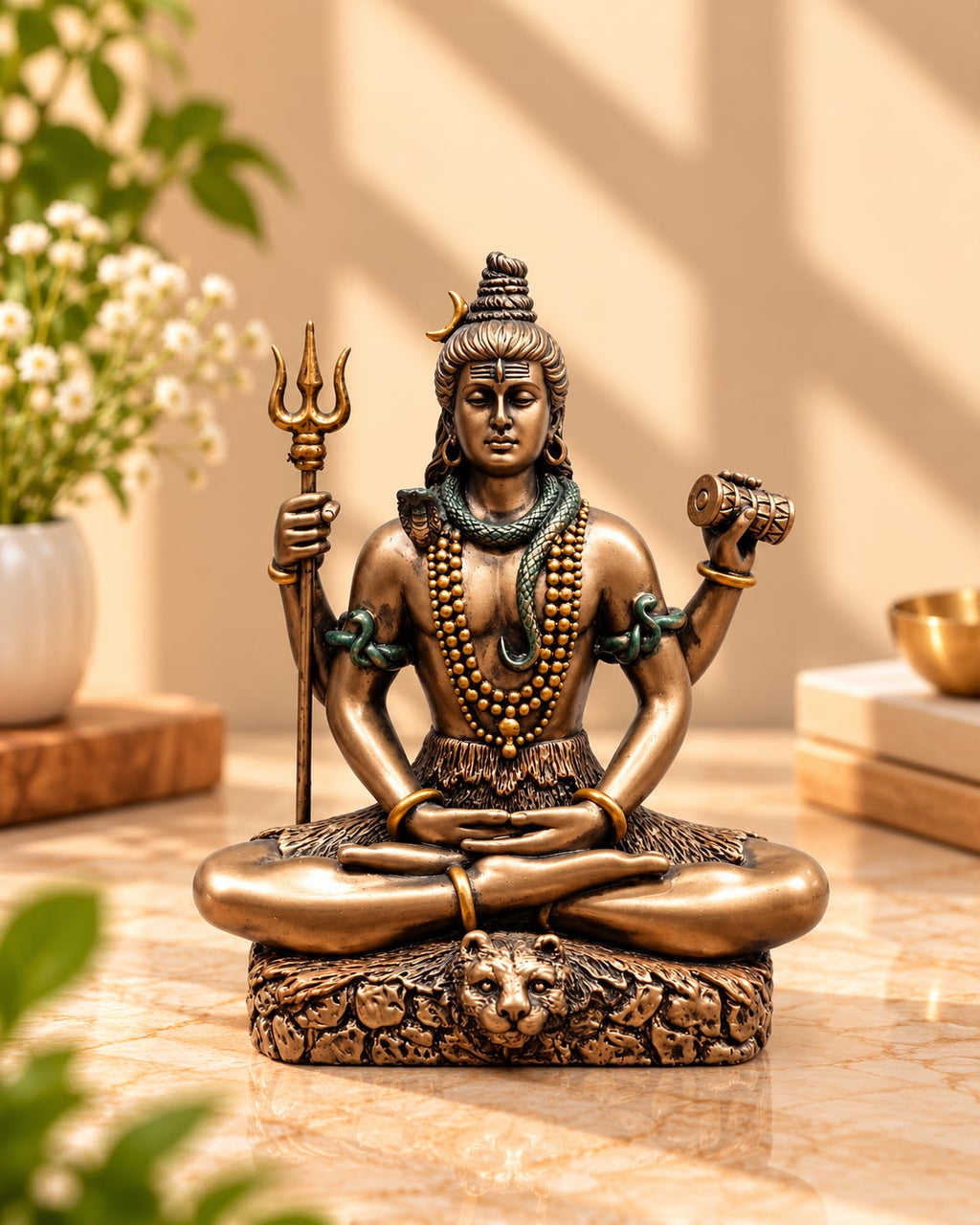 Meditating Lord Shiva Mini Idol – Bronze Finish (3.5 Inch)