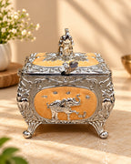 Silver Elephant Square Bowl with Hinged Lid – Royal Decor Box