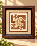 Swastik Ganesha with Om 3D Wooden Wall Art Frame (8x8 Inch)