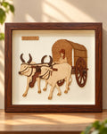Bullock Cart 3D Wooden Wall Art Frame – Rural India Decor (10x10)
