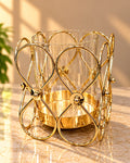 Gold Petal Loop Hurricane Candle Holder with Glass