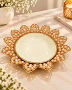 Large Gold Pearl Sunburst Urli Bowl – 13 Inch Decorative Urli
