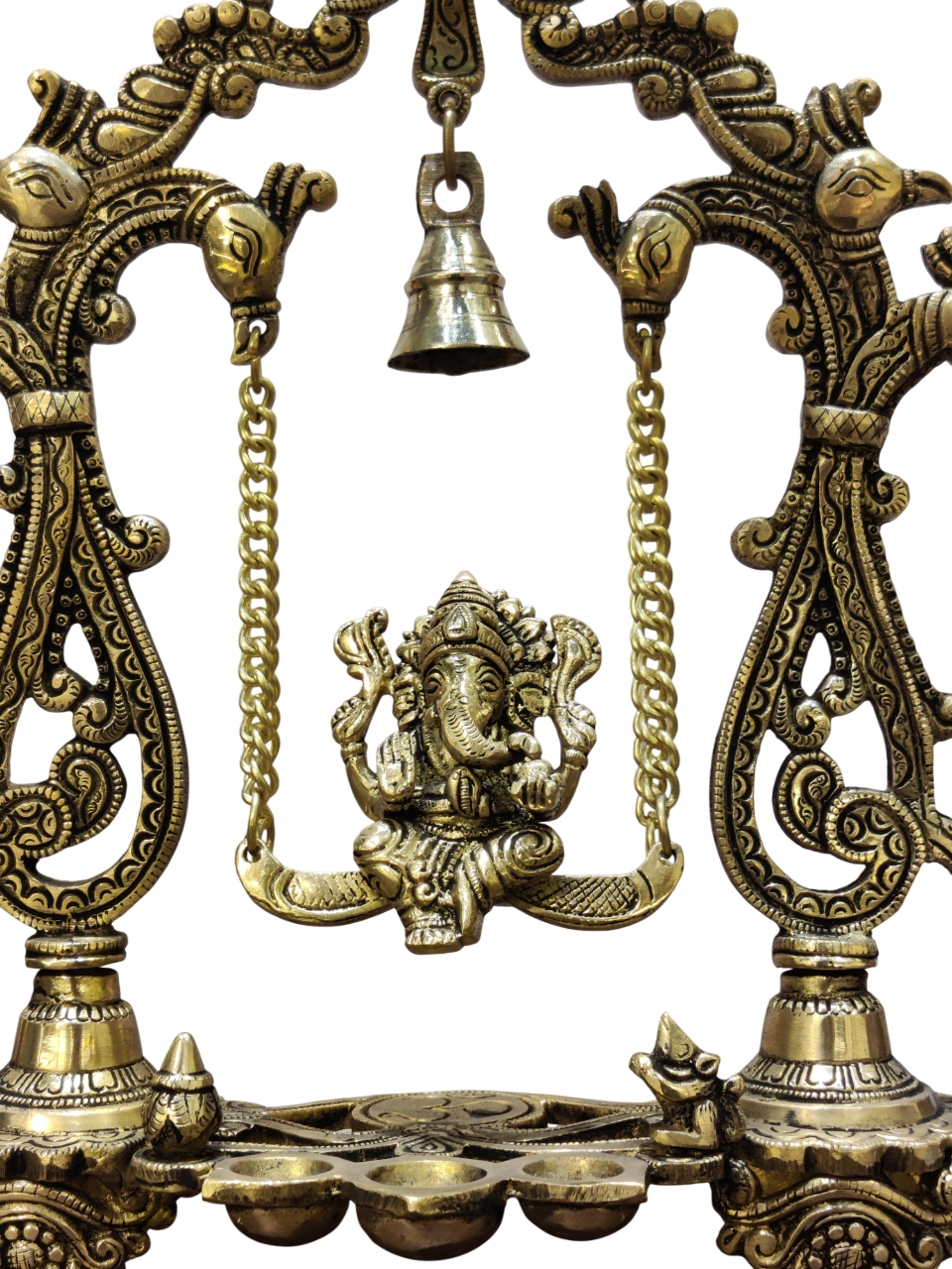 Brass Lord Ganesha Jhula Idol – Royal Temple Décor