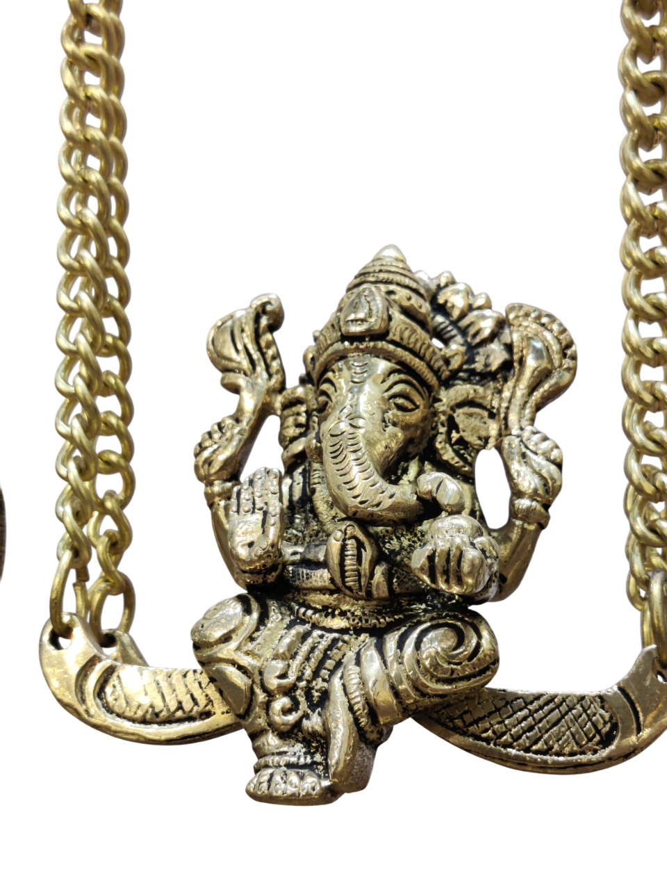 Brass Lord Ganesha Jhula Idol – Royal Temple Décor