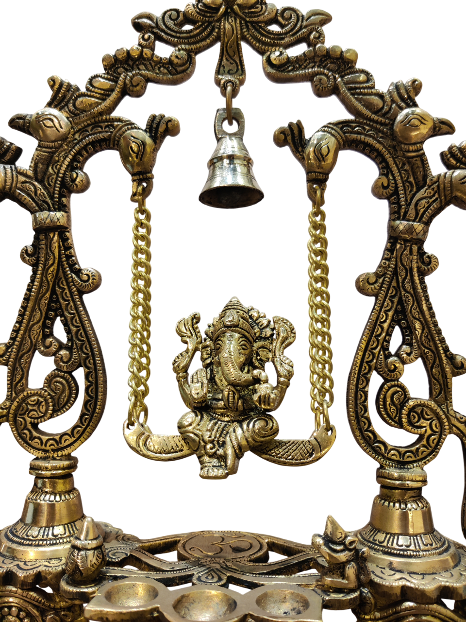 Brass Lord Ganesha Jhula Idol – Royal Temple Décor