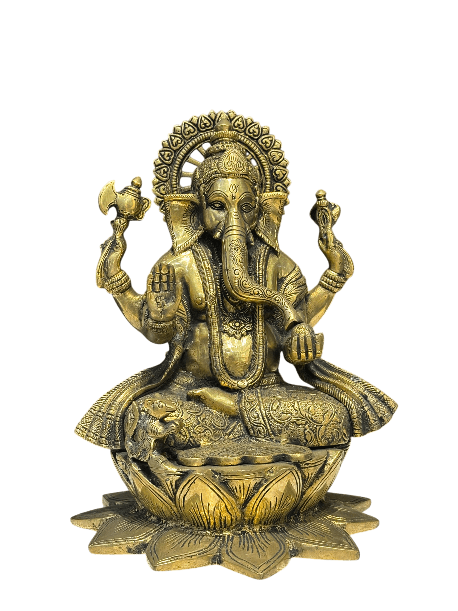 Antique Brass Finish Lord Ganesha Idol – Timeless Divine Elegance - Satyam Collection