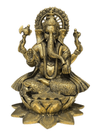 Antique Brass Finish Lord Ganesha Idol – Timeless Divine Elegance - Satyam Collection