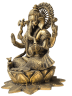 Antique Brass Finish Lord Ganesha Idol – Timeless Divine Elegance - Satyam Collection