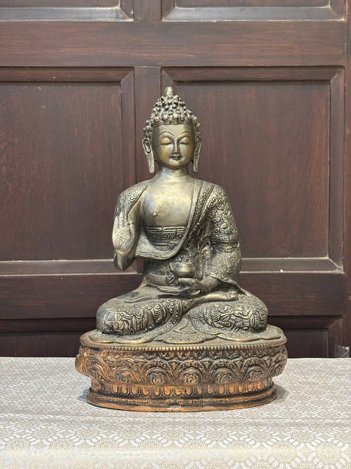 Antique Finish Meditating Buddha Statue for Home Decor - Satyam Collection