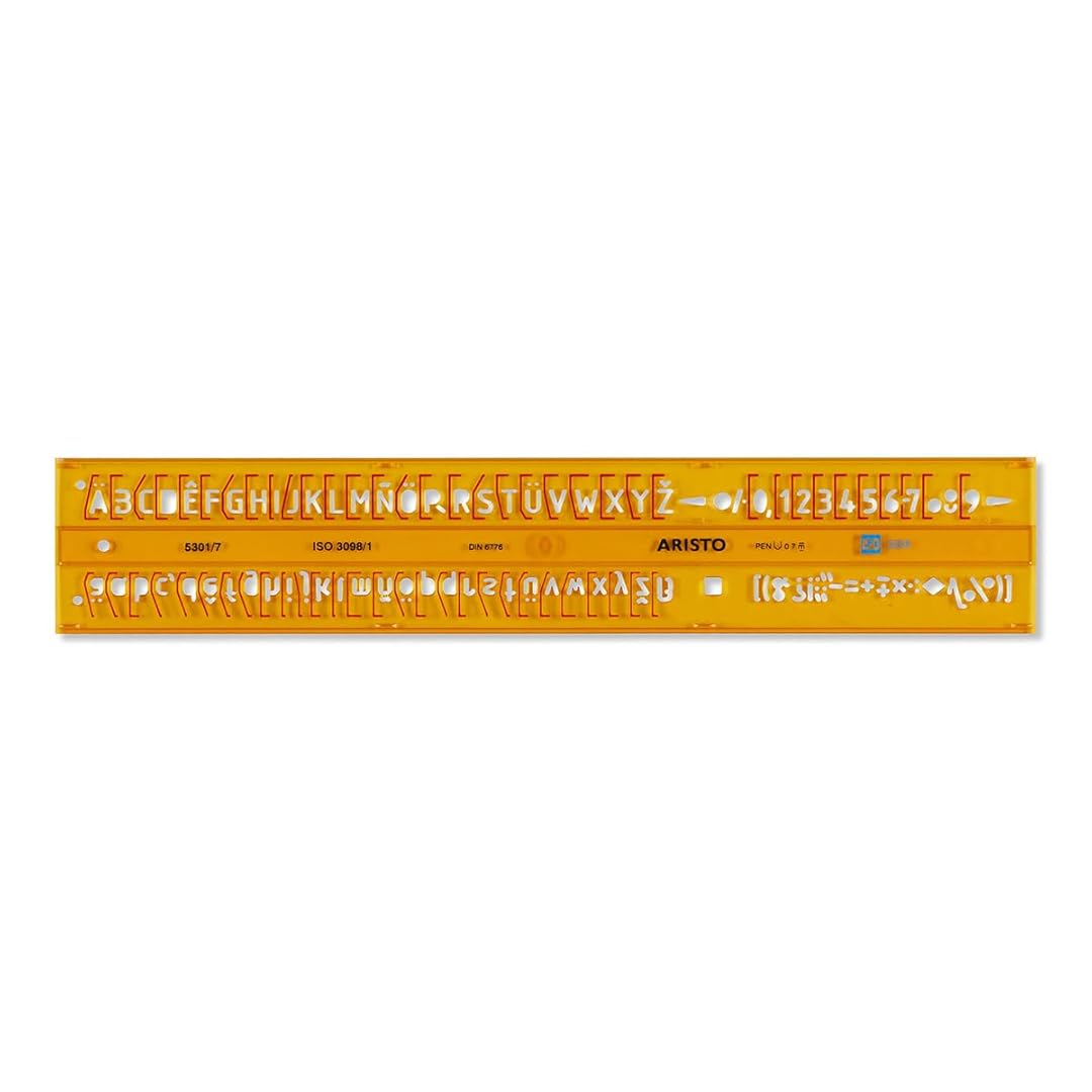 Aristo | Letter Stencil | Straight 7mm | Transparent Plastic | Ideal for Nomographer