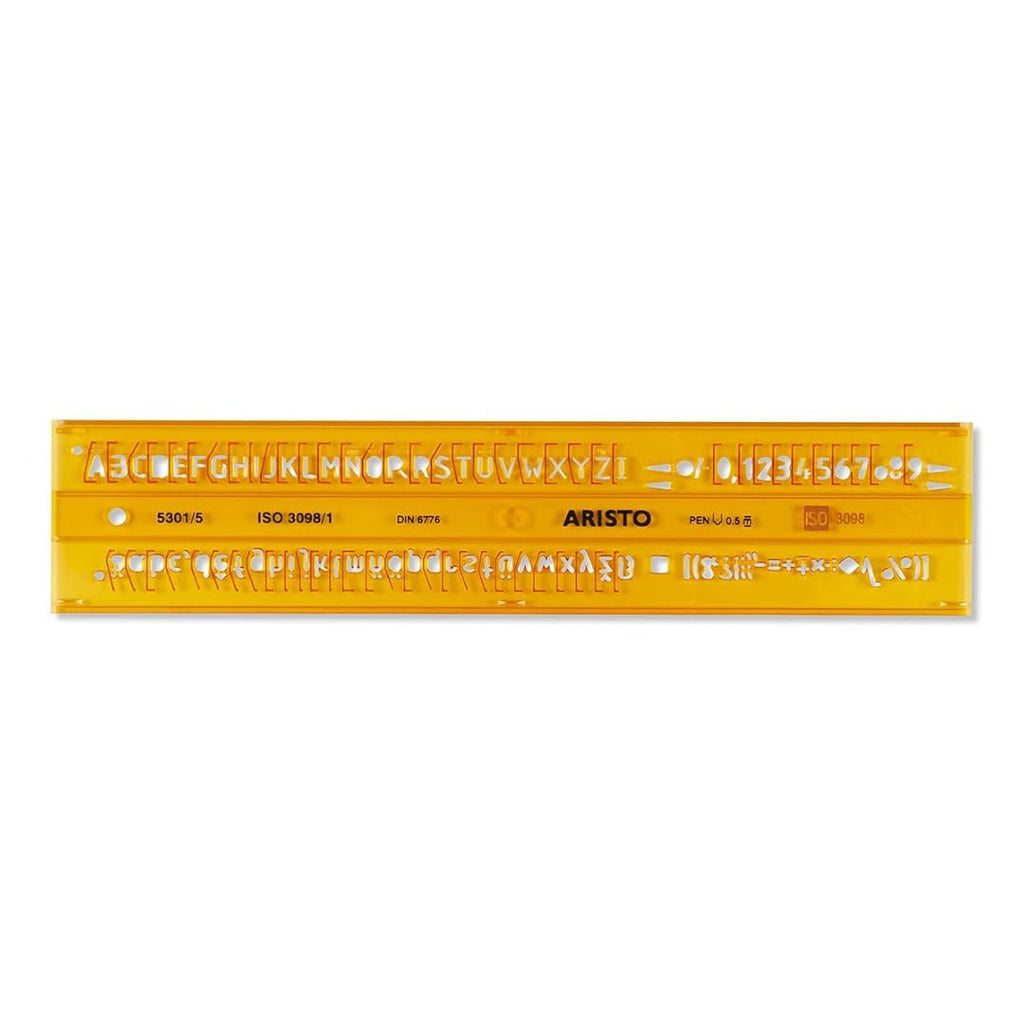 Aristo | Lettering Stencil | 5mm H-Profil | Orange Transparent Plastic