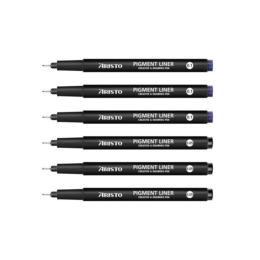 Aristo | Pigment Liner | 0.05,0.1mm | Set of 6 Pens