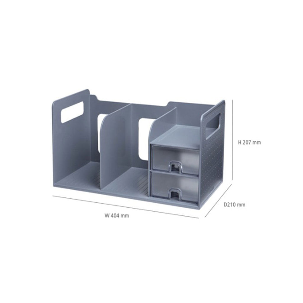 Sysmax | Book Rack With 2 Drawers | 2 Bookshelf | Organiser | White